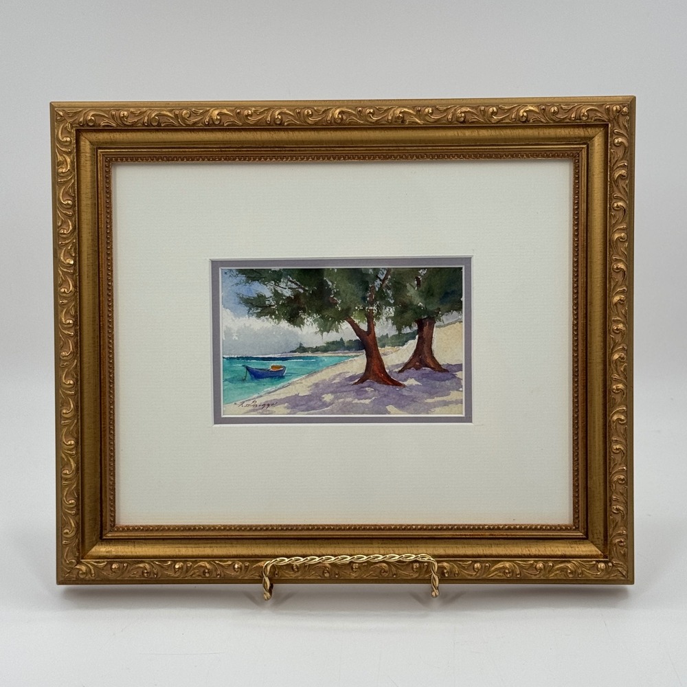Original Watercolor Signed by Lorna Griggs, Cayman Islands Landscape